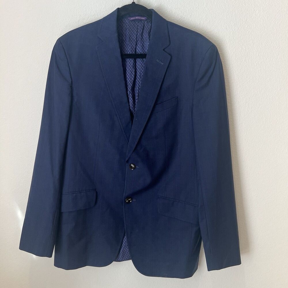 TED BAKER Size 40 R Sportscoat Blazer Men's Jacket Navy Blue Wool Flawed Read